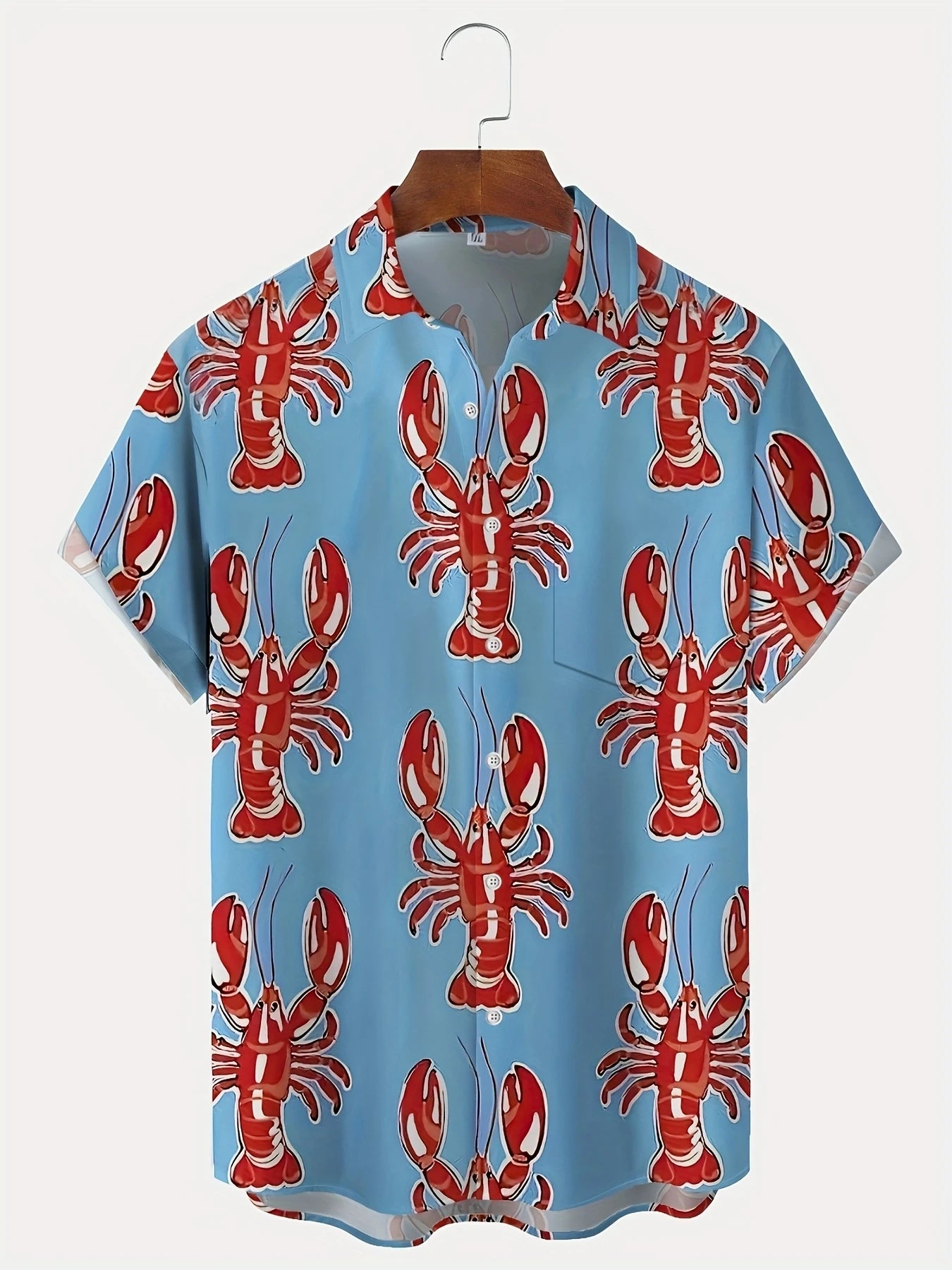 Cartoon Lobster Hawaiian Shirt Men Women Clothing Seafood Shirt Summer Holiday Shirt Short Sleeve Button Down Crawfish Shirts