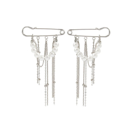 Retro Sweet Imitation Pearl Metal Chain Tassel Pendant Pin Pants Foot Chain 2025 Creative Girl Fashion Sweet Fashion Jewelry