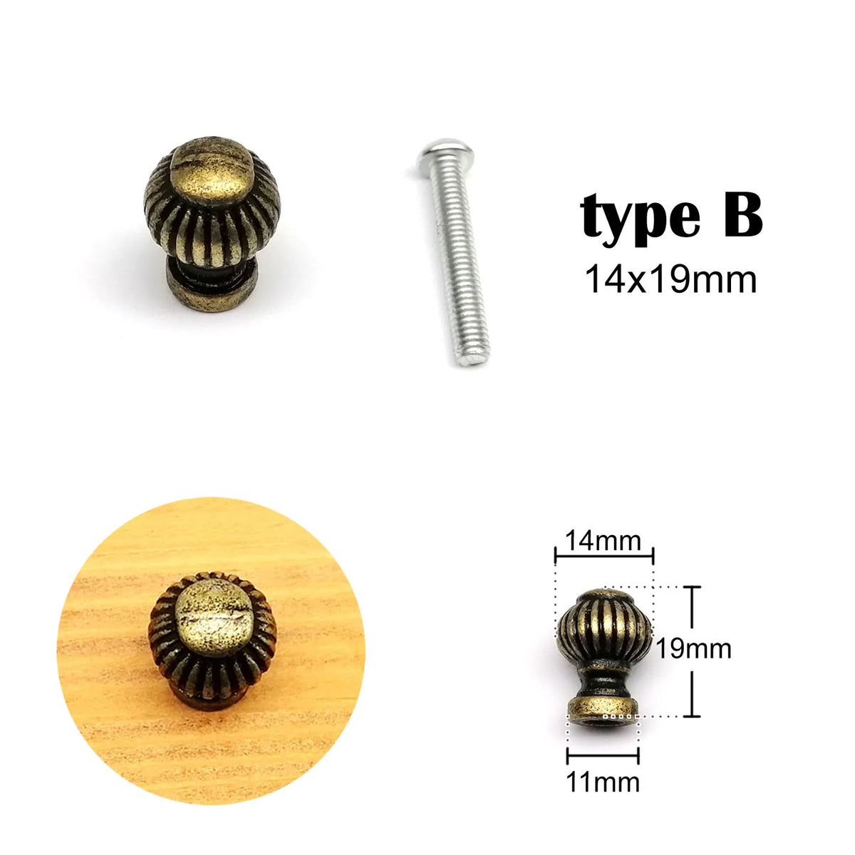 Antique brass Vintage Round Flower Furniture Cabinet Cupboard Dresser Chest Closet Drawer Door Window Handle Pull Knob - B Di