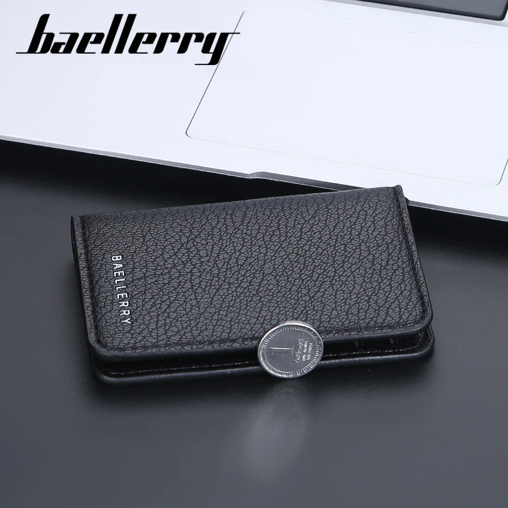 Baellerry Slim Compact Luxury Brand Wallet Men Soft Leather Credit Card Holders Wallet for Men Small ID Card Case Cardholder