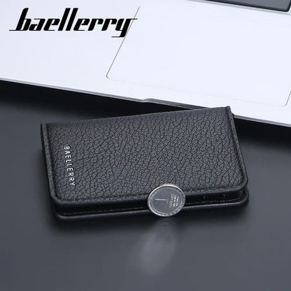 Baellerry Slim Compact Luxury Brand Wallet Men Soft Leather Credit Card Holders Wallet for Men Small ID Card Case Cardholder