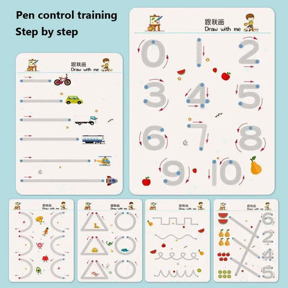 Magical Tracing Workbook Educational Montessori Books for Children Pen Control Training Reusable Calligraphy Copybook for Kid