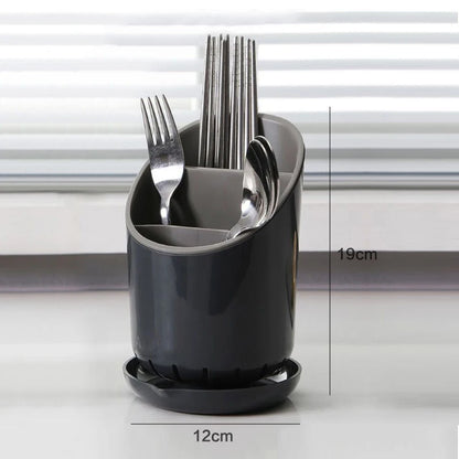 1 Pc Plastic Tableware Storage Rack Storage Chopsticks Knife Spoon Fork Drain Hole with Tray Household Drainage Rack