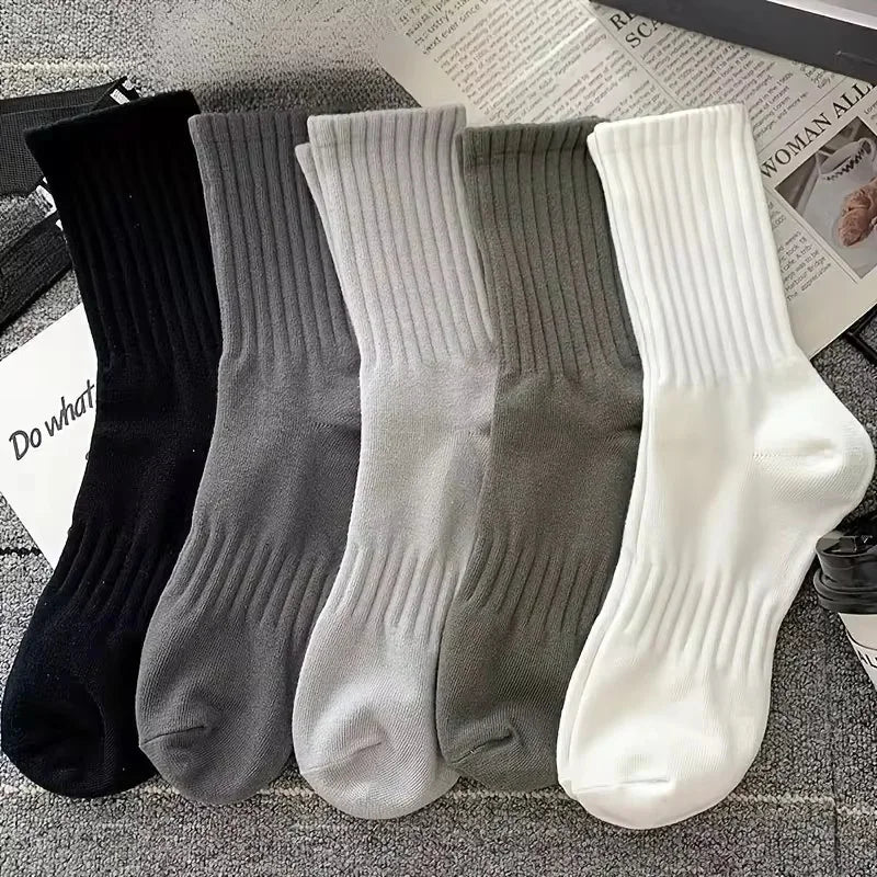 5 Pairs Of Men's Socks, Autumn And Winter Vintage Fun Fashion Athletic Socks, Sports Trend Socks - Mixed color 5 pairs D