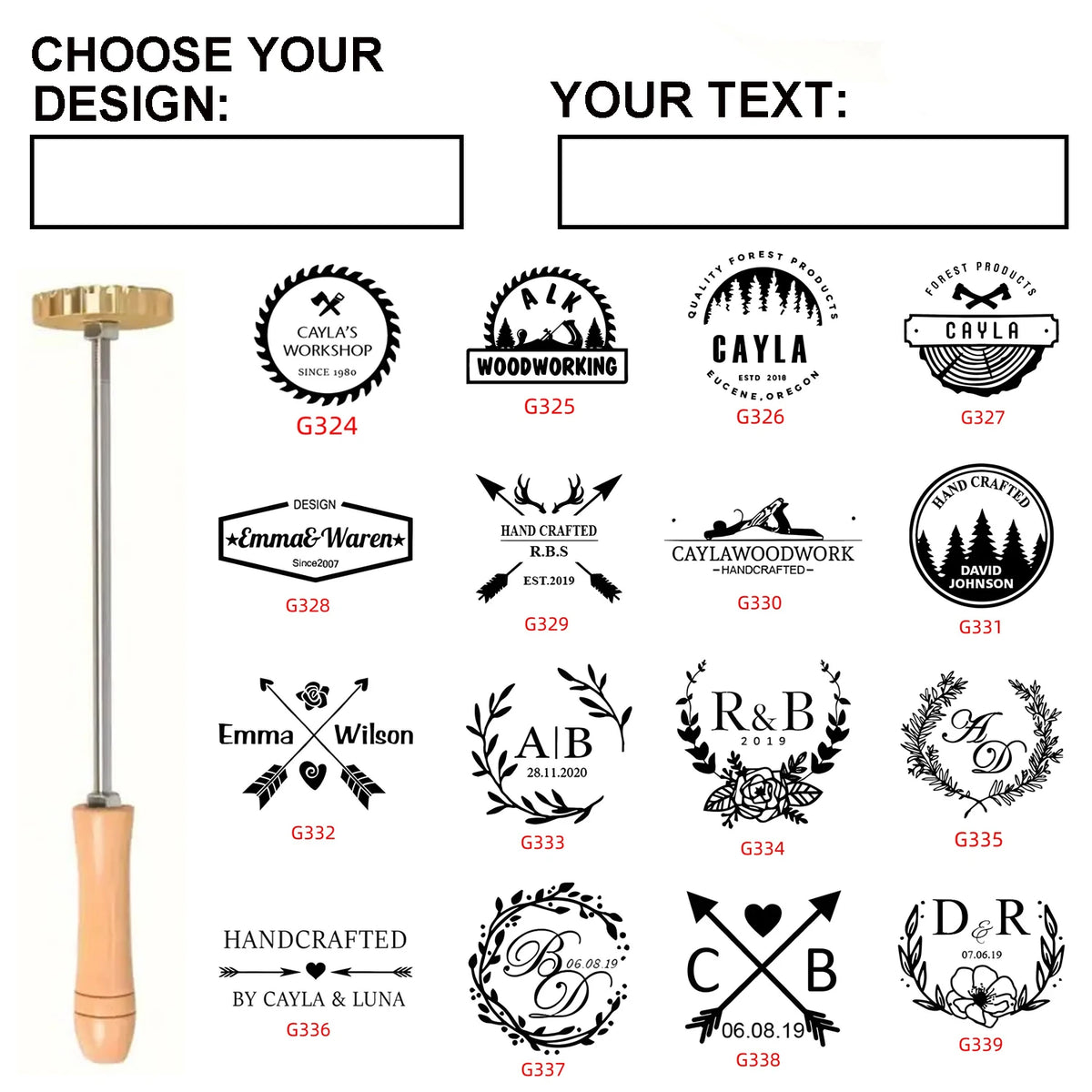 Custom Logo Branding Iron for Burger - Personalized Brass Steak & Burger Brander | Professional BBQ, Coconut, Cake Stamp - Te
