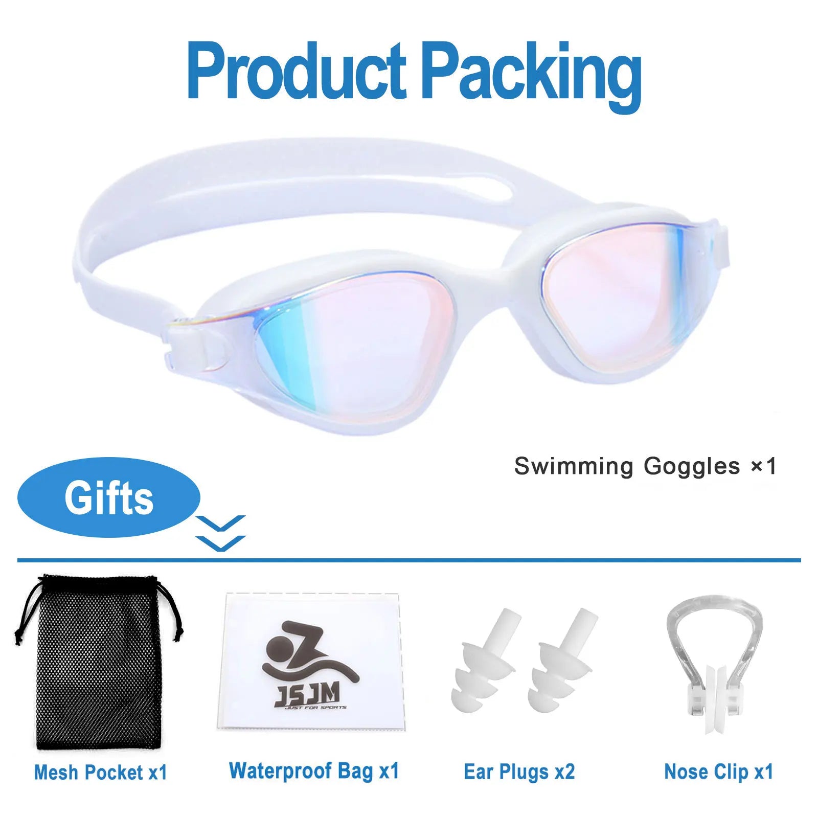 Unisex Adult Swimming Goggles – Anti-Fog Swim Glasses for Men & Women – Adjustable Silicone Waterproof Professional Swim Eyew