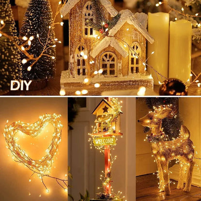 USB Power LED Firecracker String Lights Remote Control Garland Fairy Lights for Wedding Party Garden Plants Christmas Decorat
