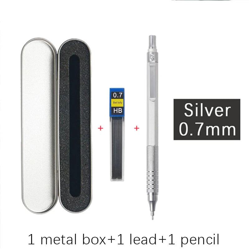 High Quality Metal Mechanical Pencils Set with Lead Refills Drafting Automatic Pencil 0.3, 0.5, 0.7, 2.0mm Pencil for Art Sup