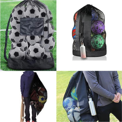 Soccer Ball Bag Large Mesh Drawstring Sports Storage Sack with Zipper Pocket for Basketball Volleyball Football Training Gear