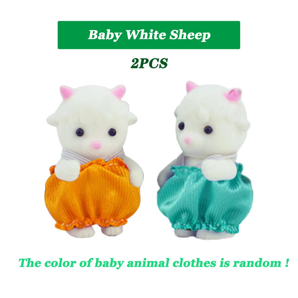 Rabbit Doll 1/12 Micro Dollhouse Reindeer Sheep Elephant Squirrel Family Kitchen Toy Miniature Furniture Set Girl Toy Gift - 