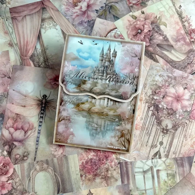 50 pieces of vintage scrapbooking material paper handmade tent DIY collage decoration background craft paper