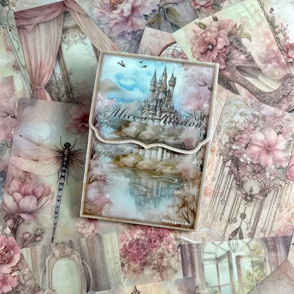 50 pieces of vintage scrapbooking material paper handmade tent DIY collage decoration background craft paper