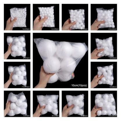 Home Decoration Mini Foam Balls Polystyrene White Christmas Balls Round Christmas Ornaments Christmas