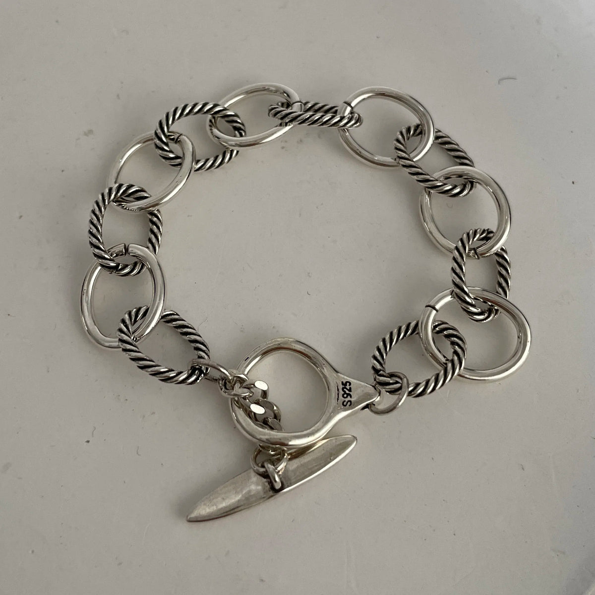 100% Solid 925 Sterling Silver Metal Bracelet for Women Vintage Handmade Simple Retro Heart Chain Bracelet Birthday Gift Part