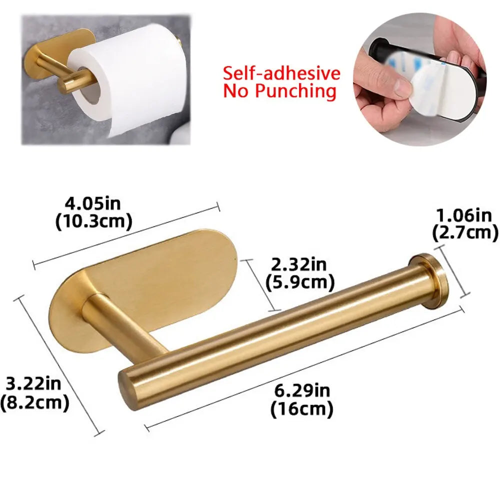 Adhesive Toilet Paper Holder Kitchen Roll Towel Rack Napkin Dispenser Absorbent Stand Tissue Hanger Bathroom Accessories - Pa