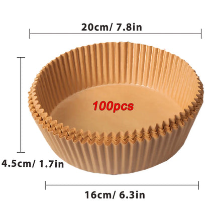 50/100Pcs Air Fryer Disposable Paper Non-Stick Airfryer Baking Papers Round Air-Fryer Paper Liners Paper Kitchen Accessories 