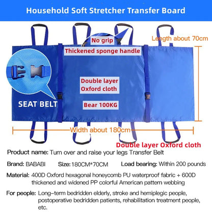 Household Patient Transfer System Soft Stretcher Belt & Repositioning Mat for Bedridden Elderly Nursing Care