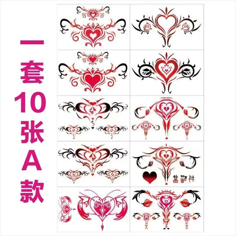 Pink Totem Tattoos Set Temporary Waterproof Tattoo for Women Covering Scars Sexy Wing Art Tatto Festival Goods Stickers - A