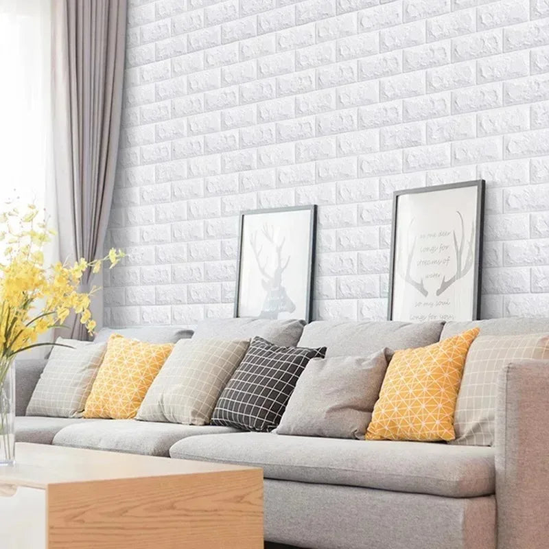 70cm*1m 3D Self-Adhesive Wallpaper Continuous Waterproof Brick Wall Stickers Living Room Bedroom Wall Stickers Home Decoratio