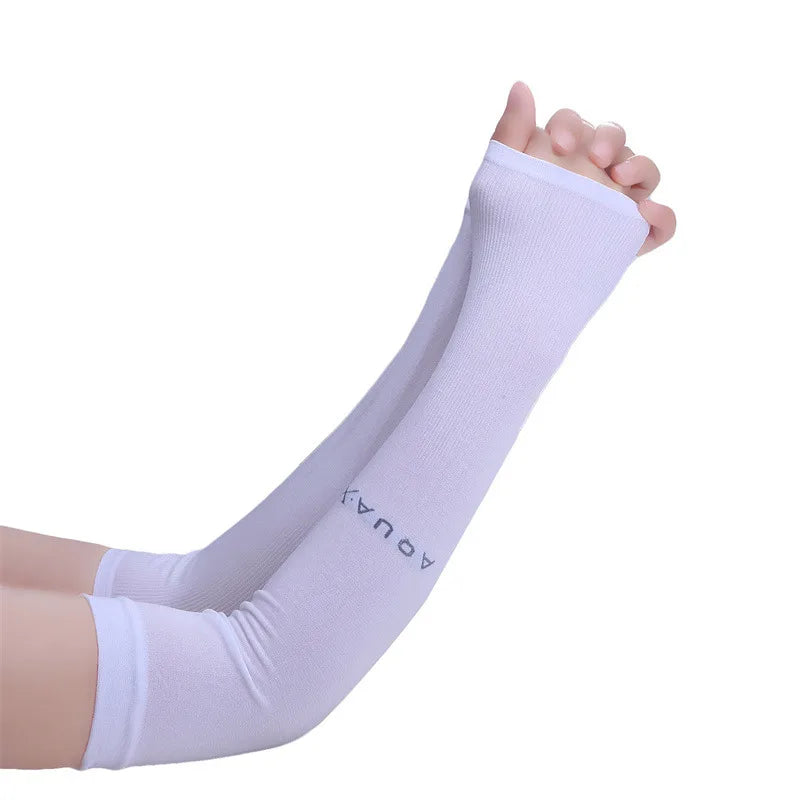 1Pair Ice Silk Sleeve Sunscreen Cuff Arm Sleeves Uv Sun Protect Anti-Slip Summer Men Women Gloves Outdoor Riding Arm Cover - 