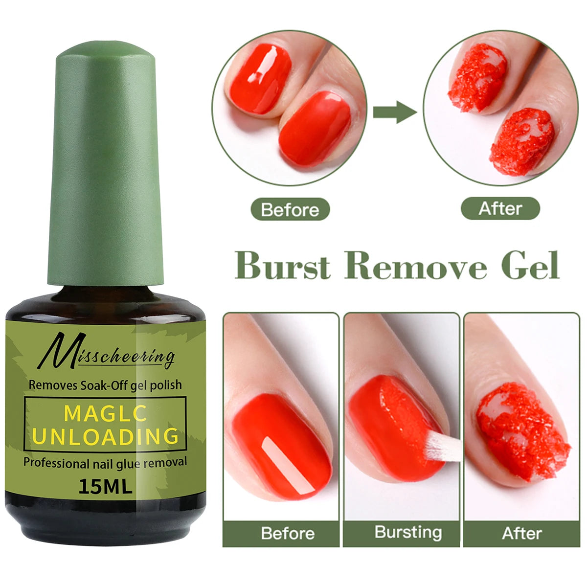 1/2pcs/Set Nail Magic Remover With Remover Tool Quickly & Easily Remove Gel Nail Polish And Poly Nail Gel Without Harming Nai