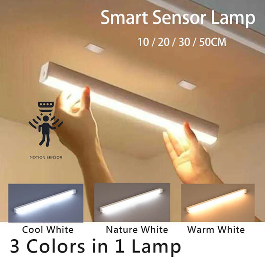 Wireless USB Rechargeable Motion Sensor LED Bar Light Induction Night Light