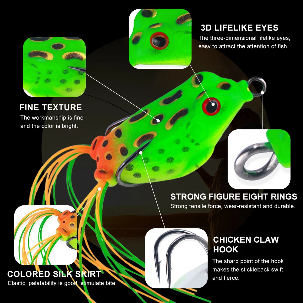 Popper Frog Soft Lure Predator Fishing Topwater Wobblers Walk Fish Lure for Catfish 4cm 5cm 5.8 cm Fishing Tackle​