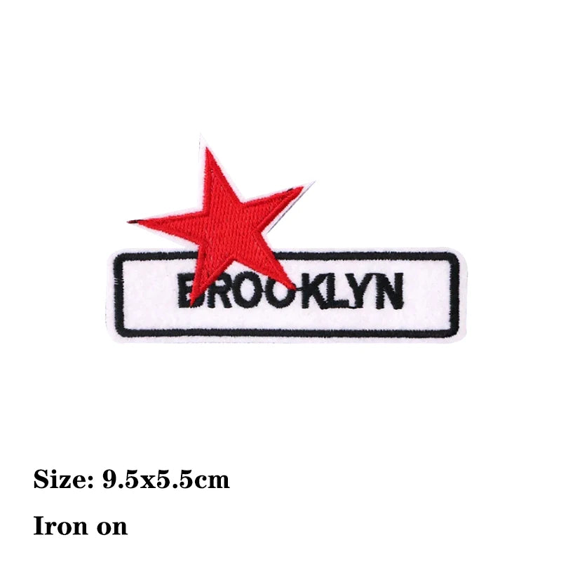1PCS Black White English Alphabet Rectangle Embroidery Patches for Clothing Stripes Written Words Sticker Clothes Letters Bad