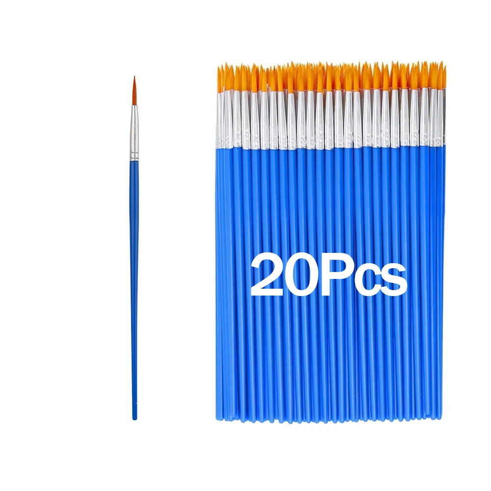 20-200Pcs Painting Brushes Set Art Round Flat Nylon Hair Paint Brush for Oil Acrylic Watercolor Kids/Artists/Beginners/Studen