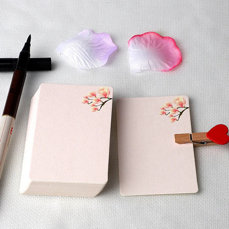 20/40Pcs Blank Greeting Cards, Chinese Style Paper, White Kraft, Small, Floral, DIY Crafts - G / 40Pcs