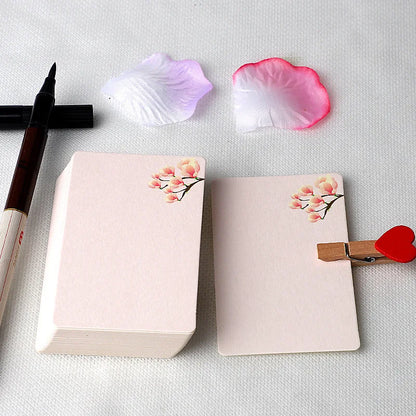 20/40Pcs Blank Greeting Cards, Chinese Style Paper, White Kraft, Small, Floral, DIY Crafts - G / 40Pcs