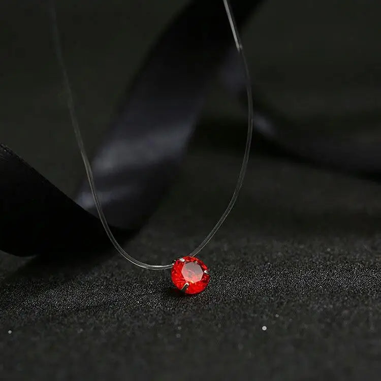 Fashion Shiny Crystal Necklace Zircon Pendant Transparent Fishing Line Invisible Ladies Necklace Jewelry Clavicle Chain Chock