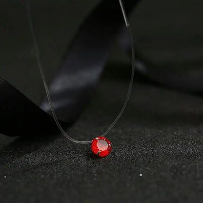 Fashion Shiny Crystal Necklace Zircon Pendant Transparent Fishing Line Invisible Ladies Necklace Jewelry Clavicle Chain Chock
