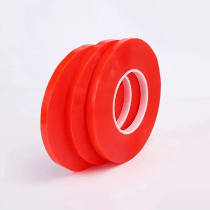 0.2MM 1/2/3/5/10mm 50M Strong Acrylic Adhesive PET Red Film Clear Double Side Tape No Trace For Phone Tablet LCD Screen Glass