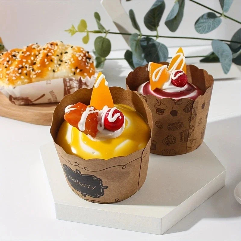 50pcs, Heat-Resistant Kraft Paper Muffin Cups for Baking and Serving - Small Kitchen Accessories for Cakes, Pastries, and Mor
