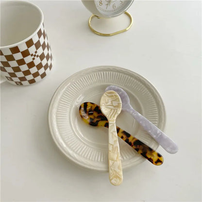 Natural Acrylic Ice Spoon Cream Coffee Caviar Spoon Stirring Spoons Dessert Spoon Teaspoon Crafts Kitchen Tool Tableware