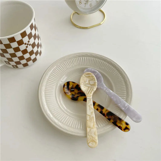 Natural Acrylic Ice Spoon Cream Coffee Caviar Spoon Stirring Spoons Dessert Spoon Teaspoon Crafts Kitchen Tool Tableware