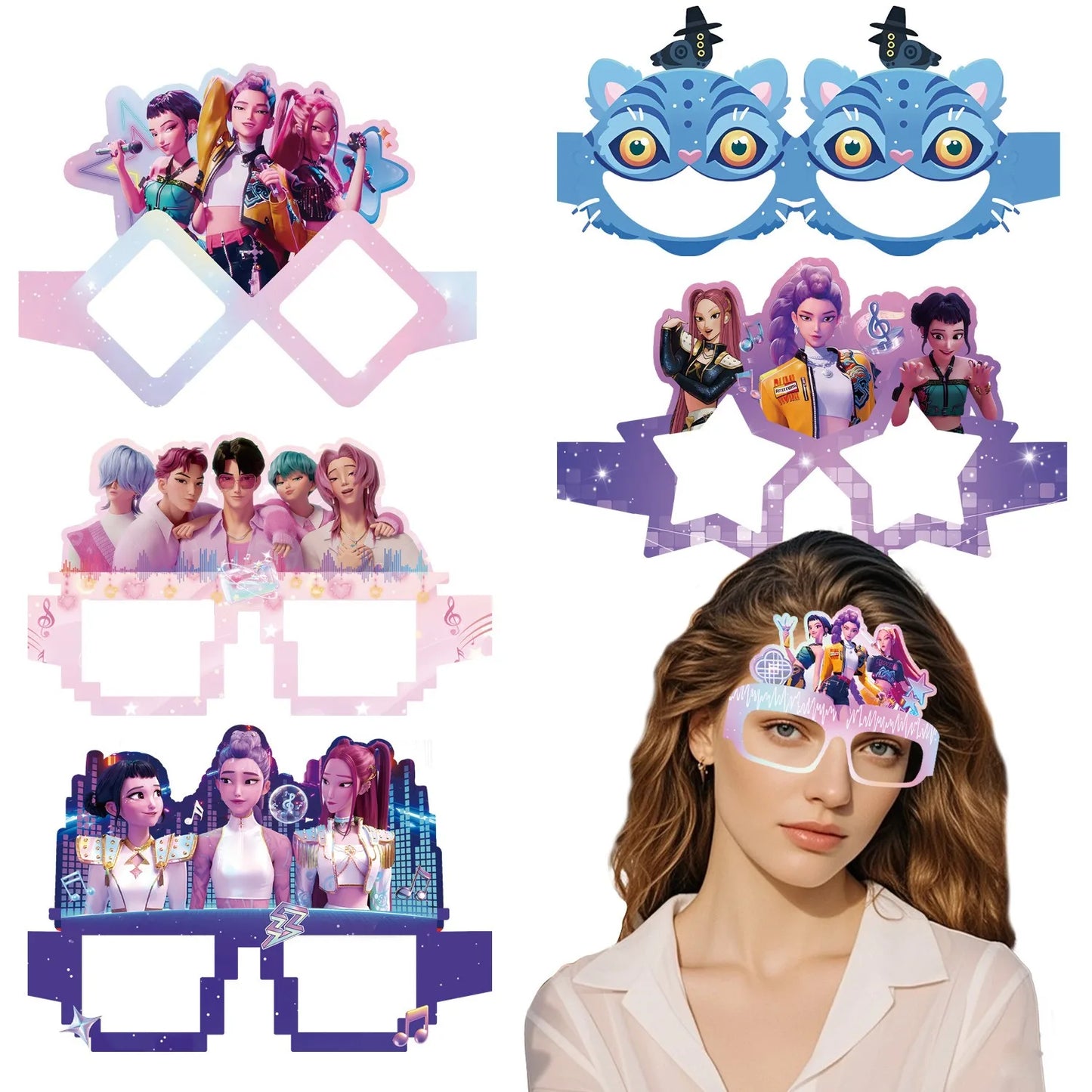 K Pop Birthday Party Decoration Tableware Set - Napkin Tablecloth Banner Paper Plates Slap Bracelets Stamps Baby Shower Suppl