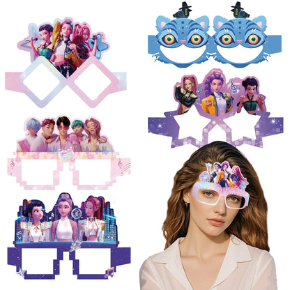 K Pop Birthday Party Decoration Tableware Set - Napkin Tablecloth Banner Paper Plates Slap Bracelets Stamps Baby Shower Suppl