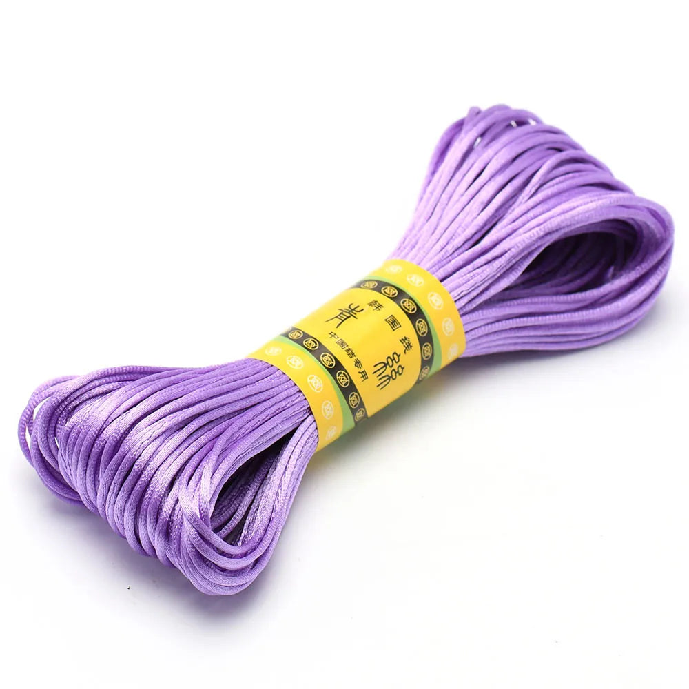 20M 1.5mm Satin Nylon Trim Cord, Rattail Cord Chinese Knot - Purple