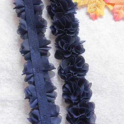 1 Yard Width 5cm 3D Chiffon Flowers Lace Trim Multicolor DIY Lace Ribbon Decor Clothes Accessories Craft Sewing Fabric Suppli