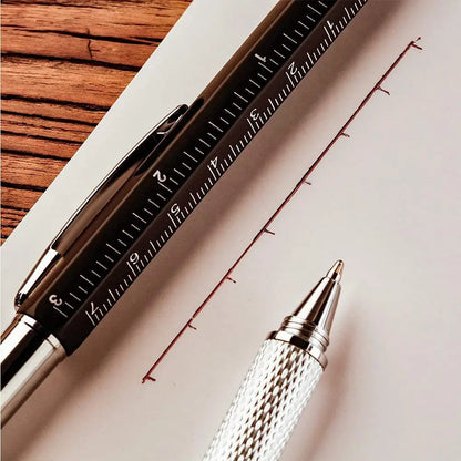 7 in 1 Multifunctional Pen Touch Screen Stylus Capacitive Pen with Screwdriver Ruler Levelgauge Refillable Ballpoint Pencil T