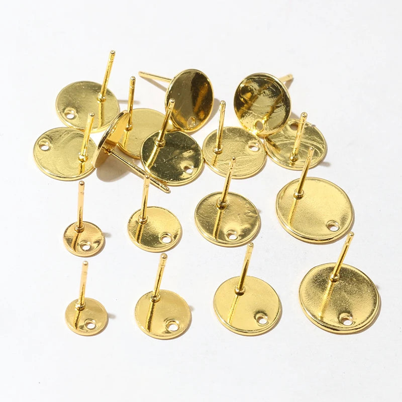 20pcs 6-12mm Stainless Steel Earring Studs Pins Craft Findings for Stud Earrings DIY Jewelry Making Accessories Findings
