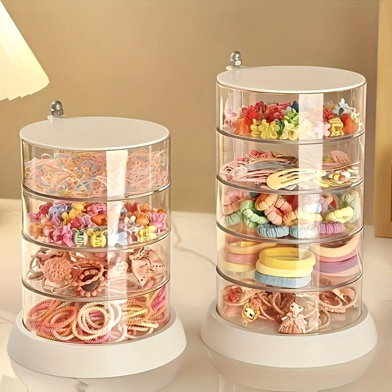 3/4/5-Layer Rotating Jewelry Organizer - Plastic Multi-Tier Storage Box, Transparent Hair Ring Display for Dressing Table