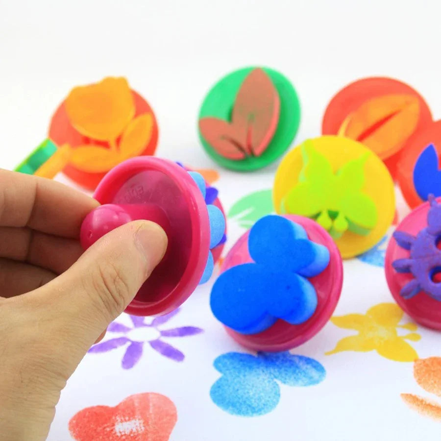 6pcs/set Flower Leaf Painting Sponge Stamp with Short Handles EVA Craft Stamps for DIY Art Graffiti Decorative Painting JXB