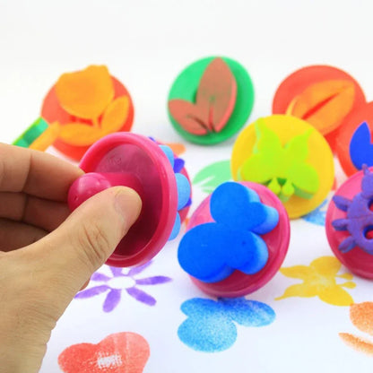 6pcs/set Flower Leaf Painting Sponge Stamp with Short Handles EVA Craft Stamps for DIY Art Graffiti Decorative Painting JXB