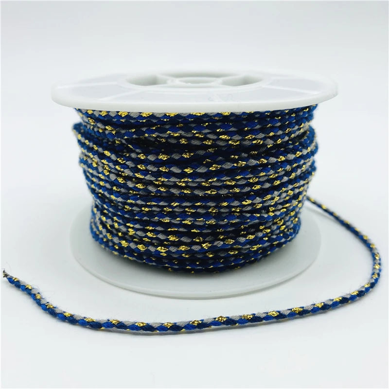 5yards/Lot 2.5mm Gold Line 100% Cotton Cord Rope Chinese Knot Macrame Cord Rope For Jewelry Making For Shamballa Bracelet