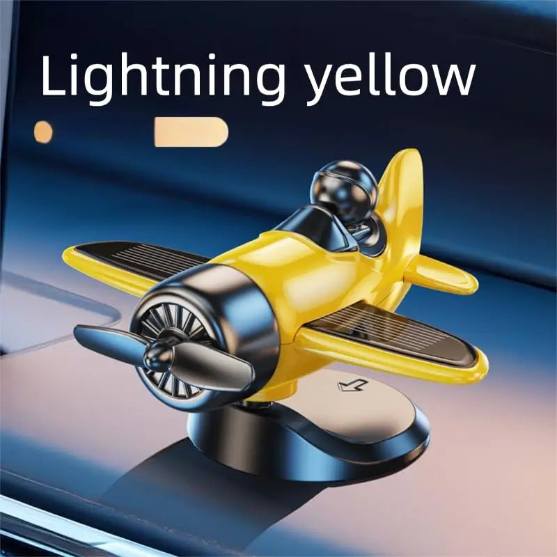 Solar Powered Rotating Airplane Car Dashboard Ornament 360° Auto Spin Decor Airplane Ornaments Car Interior Decoration - yell