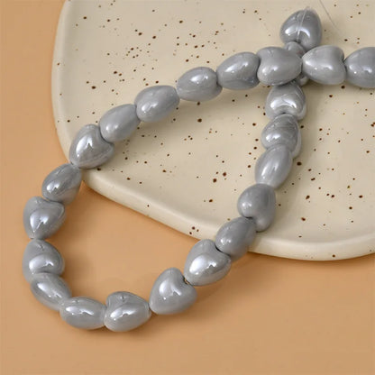 10pcs 12mm Heart Shape Shiny Glossy Ceramic Beads Porcelain Loose Spacer Beads for Jewelry Making DIY Bracelet Necklace Craft
