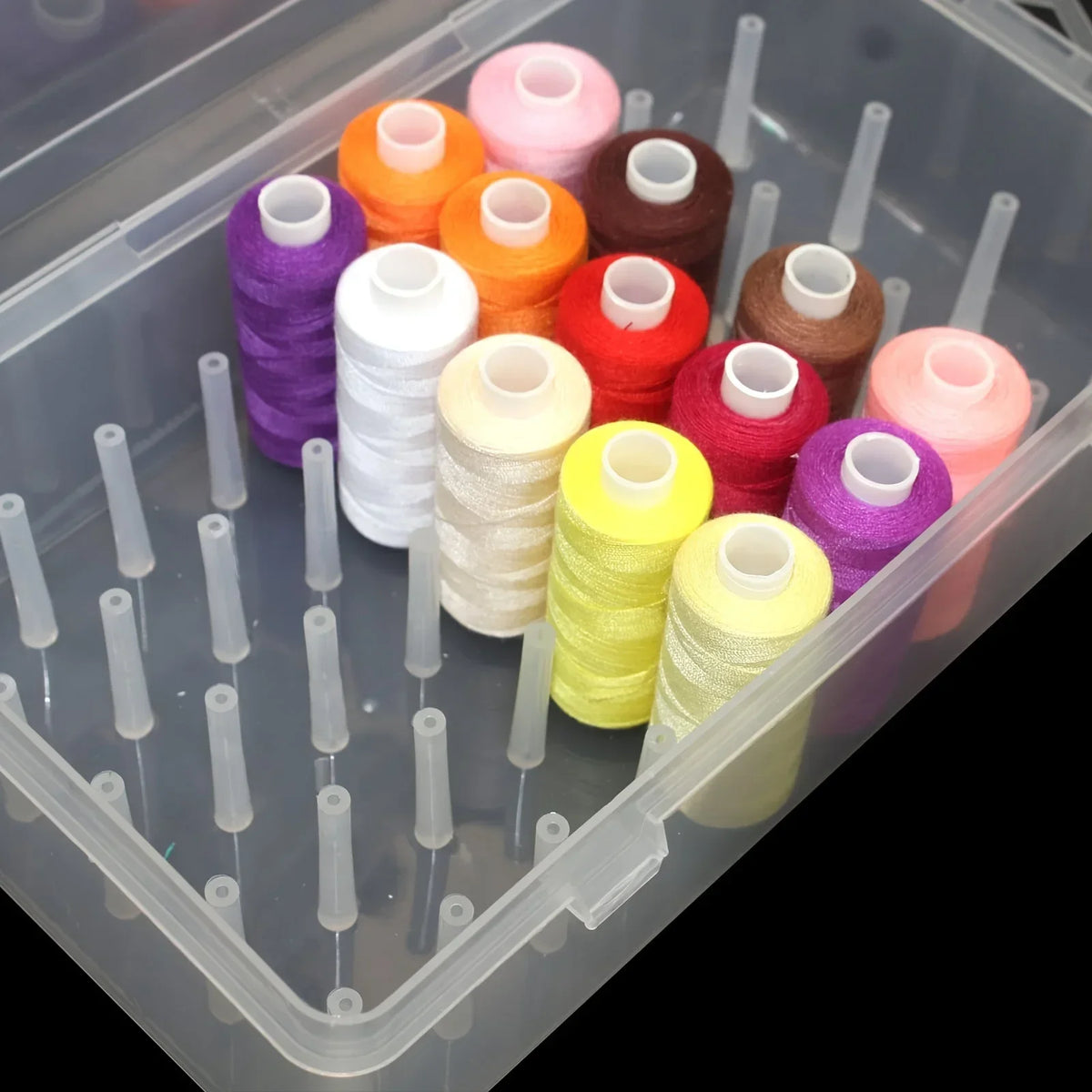 42 Roll Sewing Thread Storage Box, Transparent PP Plastic embroidery Sewing Set Storage Box, Portable Large Capacity